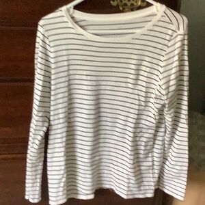 J. Jill White and Black Striped Long Sleeve Tee